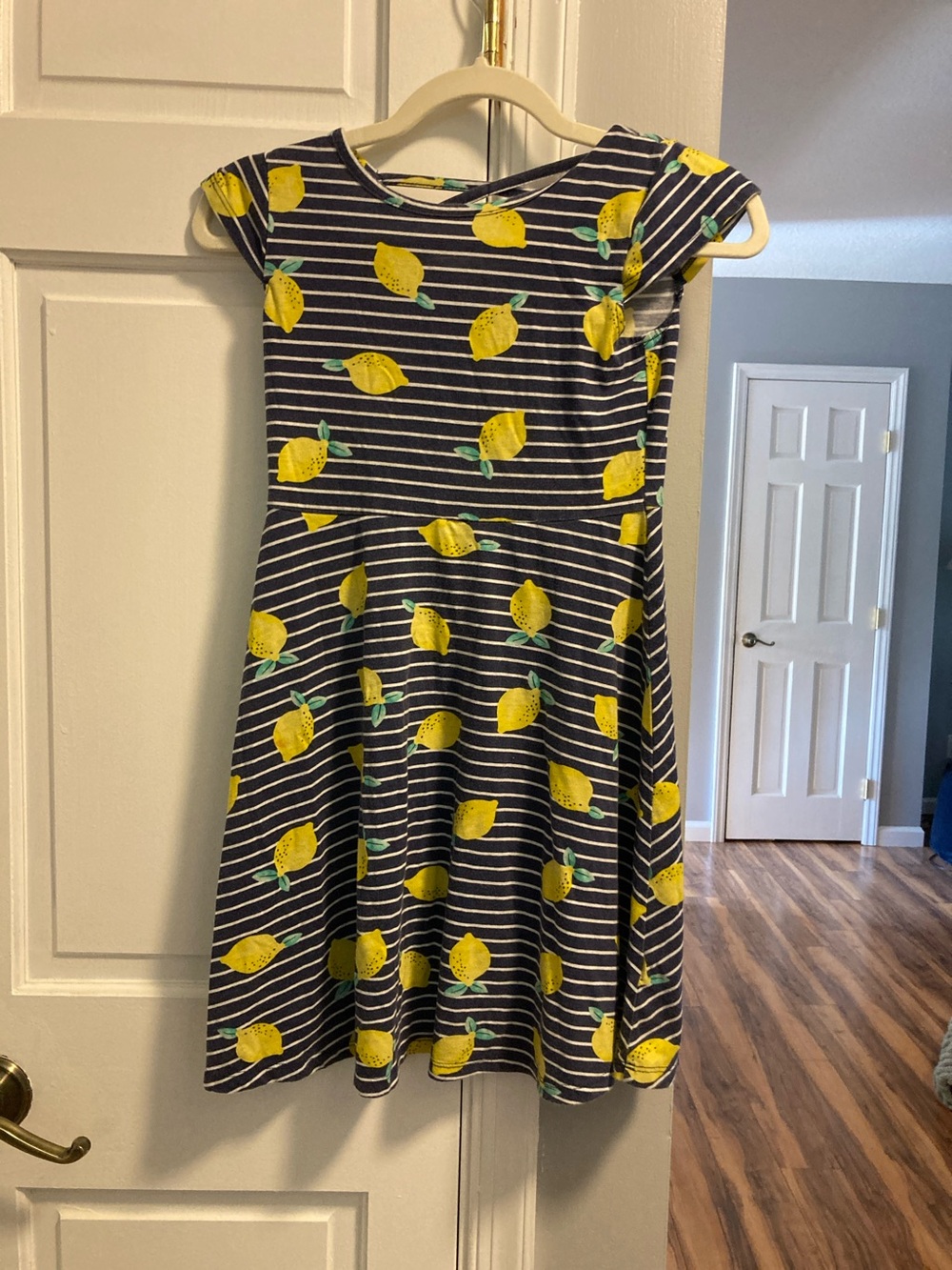 jumping beans Navy Striped Dress with Yellow Lemon Print